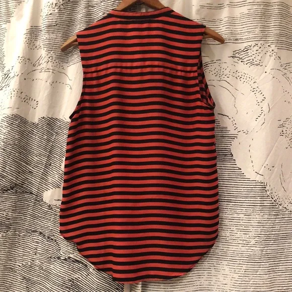 Coral/Black Striped Sleeve-less Top by Elodie Size M - Picture 6 of 6
